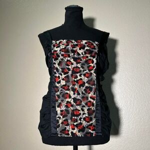 Authentic Brand Y2K Red Leopard Animal Print Ruched Tank Top XL CT-20126
